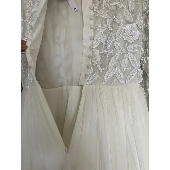 ASOS BRIDAL Arabella embellished bodice mini wedding dress mesh skirt sz 8 Luxy - Picture 6 of 13